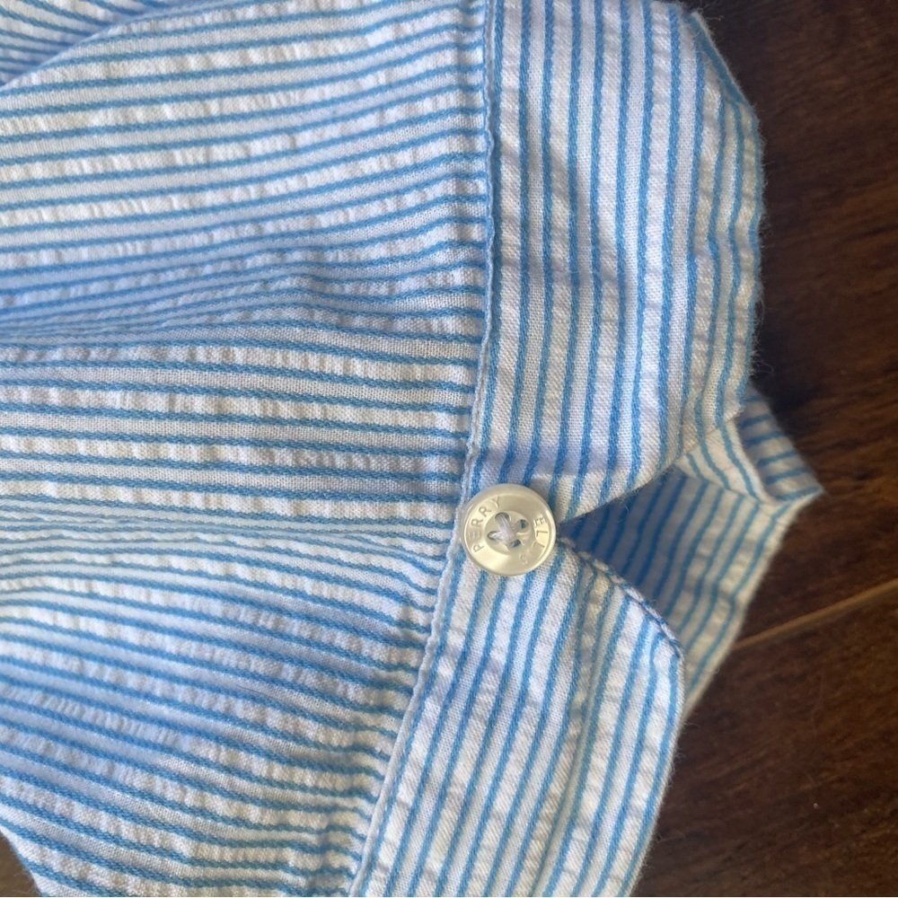 Perry Ellis Light Blue Striped Collared Shirt Medium - Picture 4 of 10